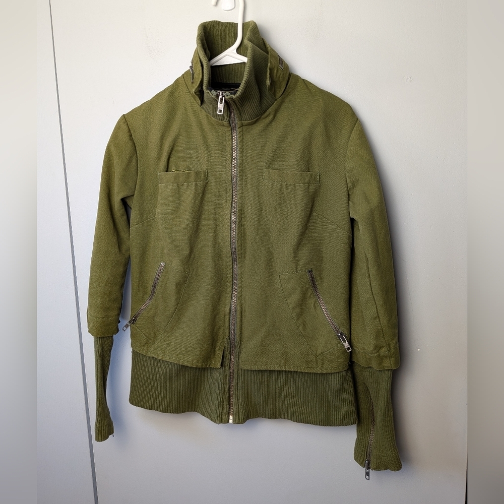 SCHWIING Midi Season Coat 100% Cotton Women Size Small Camo Military Style